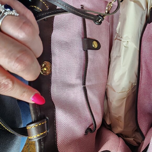 Dooney & Bourke Black Croco Embossed Leather Satchel Double Strap Tote Bag - Picture 9 of 11